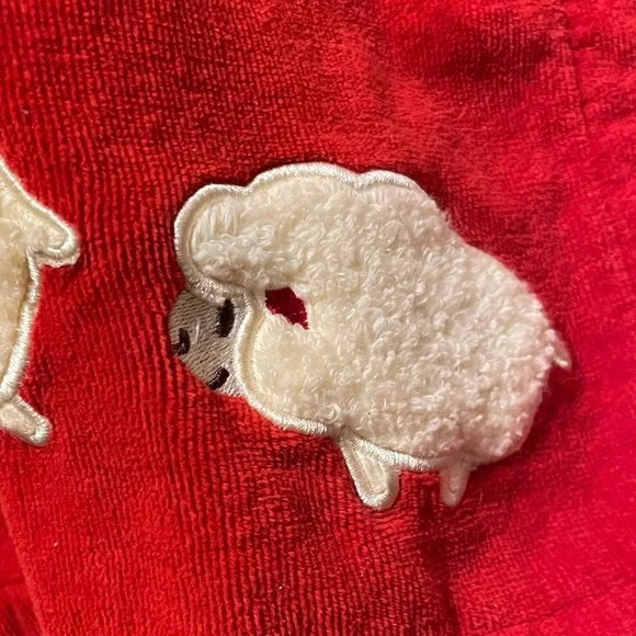 Red Hooded Poncho with Sheep Appliqué - Picture 5 of 13